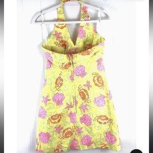 Lilly Pulitzer Sunrise Sandbar Yellow Dress Crab Starfish Seashell Sz 4